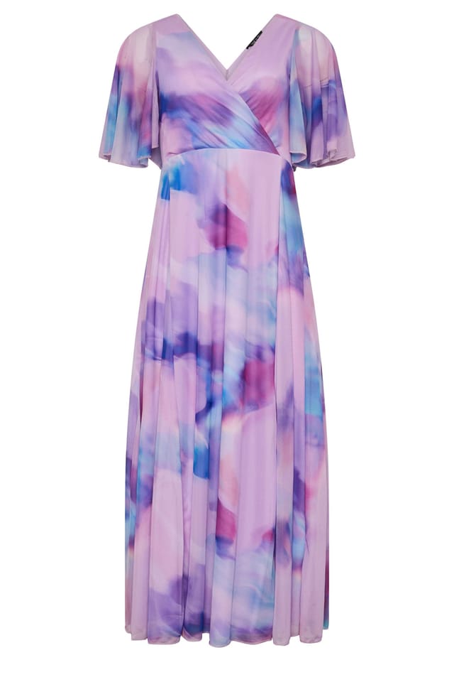 M&Co M&Co Women's Petite Blurred Floral Wrap Maxi Dress in Lilac - 2
