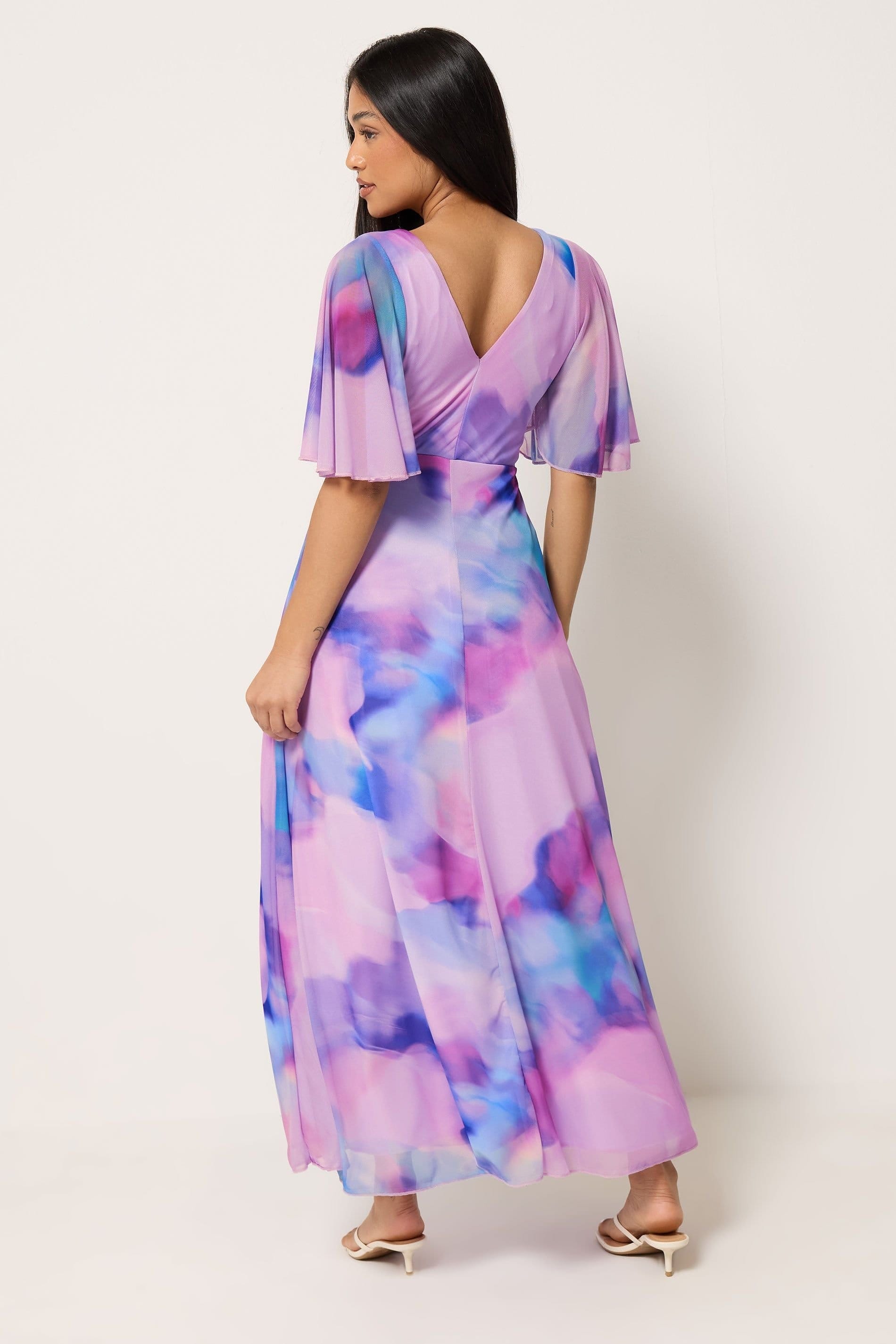 M&Co M&Co Women's Petite Blurred Floral Wrap Maxi Dress in Lilac - 4