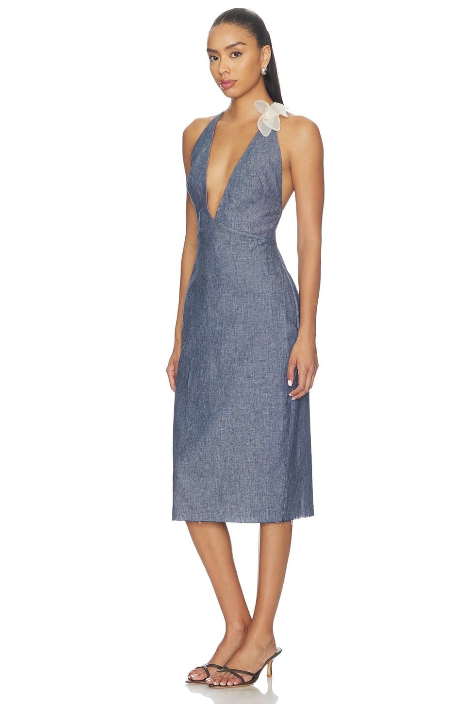 revolve Midi V-neck Dress With Flower Detail