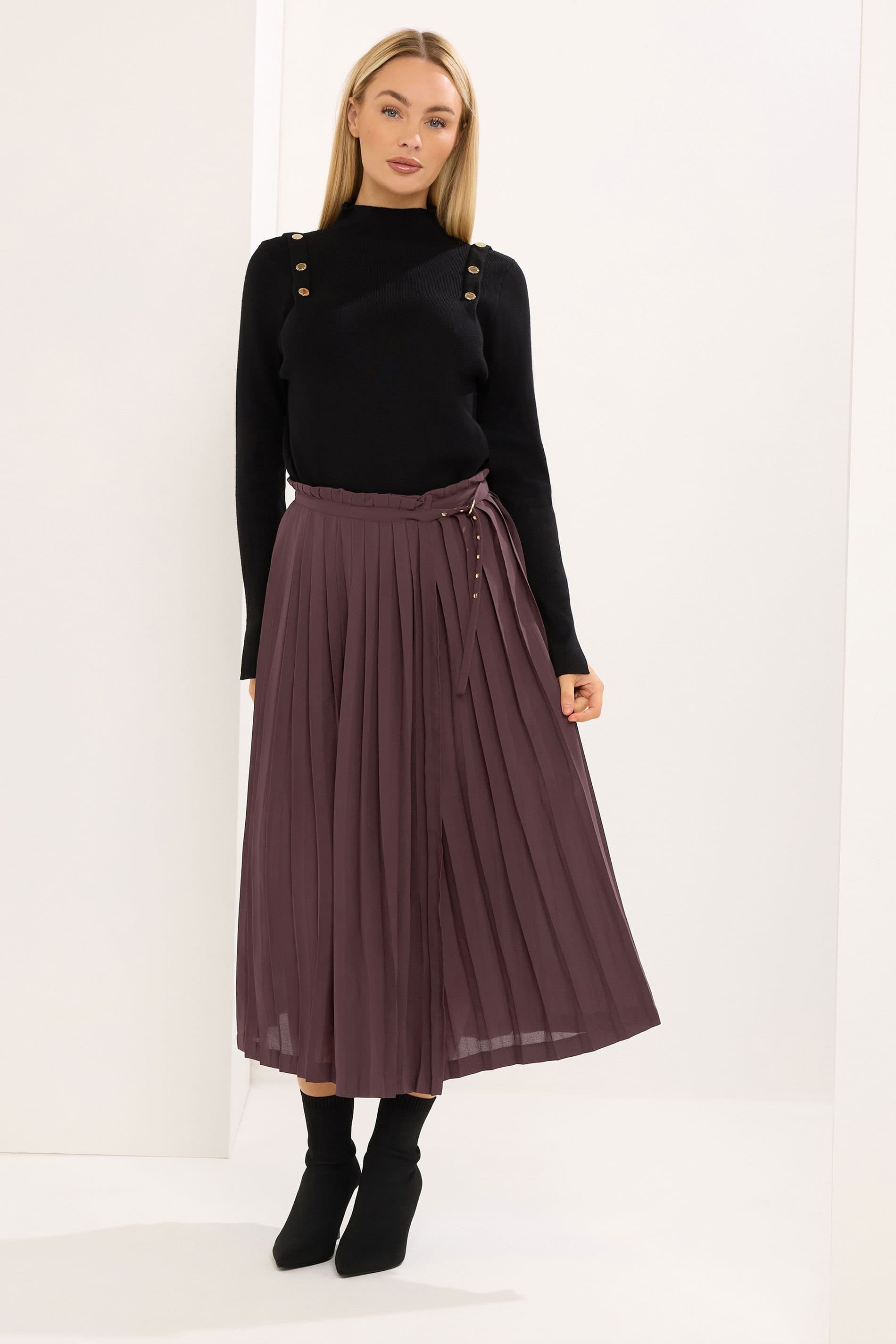 Star By Julien Macdonald Star by Julien Macdonald Women's Pleated Belt Buckle Maxi Skirt in Plum