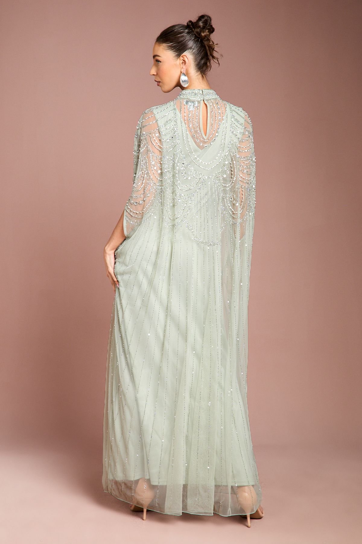 Coast Coast Women's Heavily Embellished Chiffon Midi Dress in Sage - 3