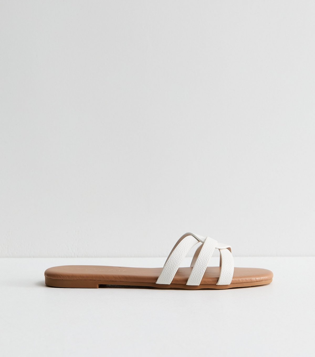 New Look Women's Extra Wide Fit White Faux Leather Interwoven Flat Mule Sandals Vegan New Look - 3