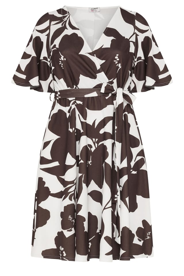 Yours Yours Women's Floral Wrap Mini Dress in White - 2