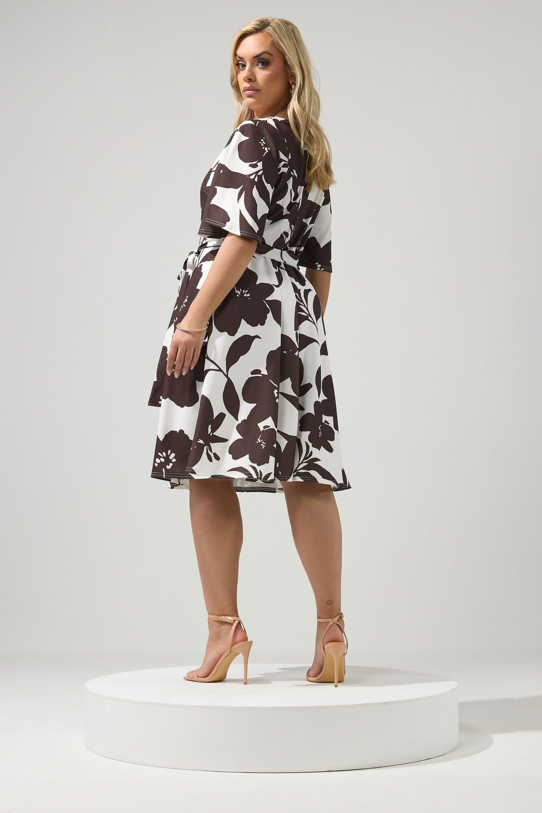 Yours Yours Women's Floral Wrap Mini Dress in White - 4