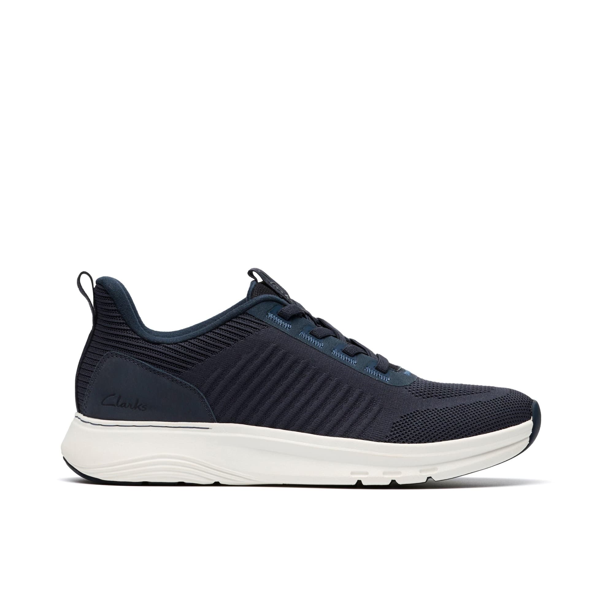 Clarks Clarks Men's Motion Trek LT Navy Knit Trainers, Lace Up in Blue