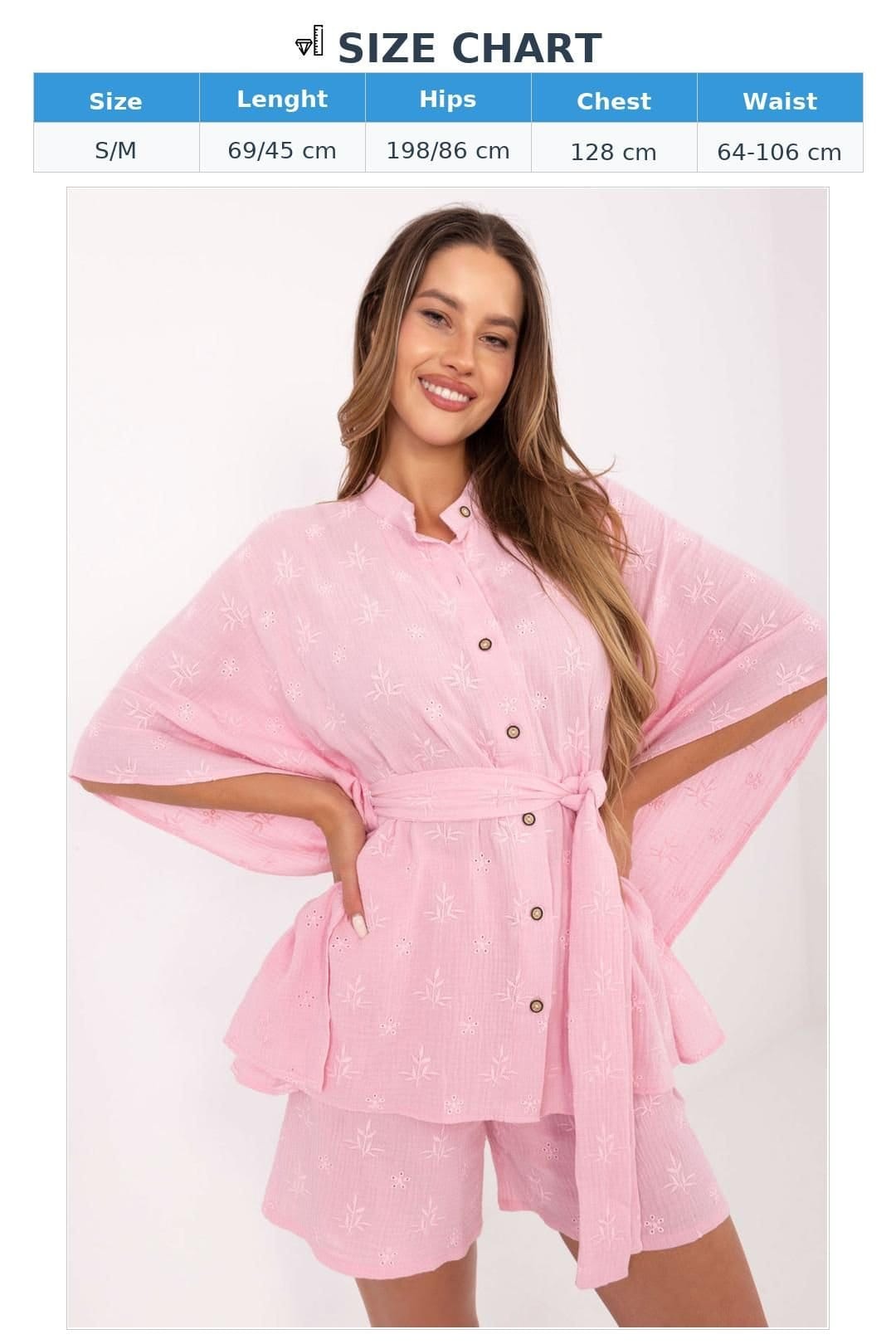 Love Lace Love Lace Women's Muslin Cotton Embroidered Shirt & Shorts Set in Pink - 4
