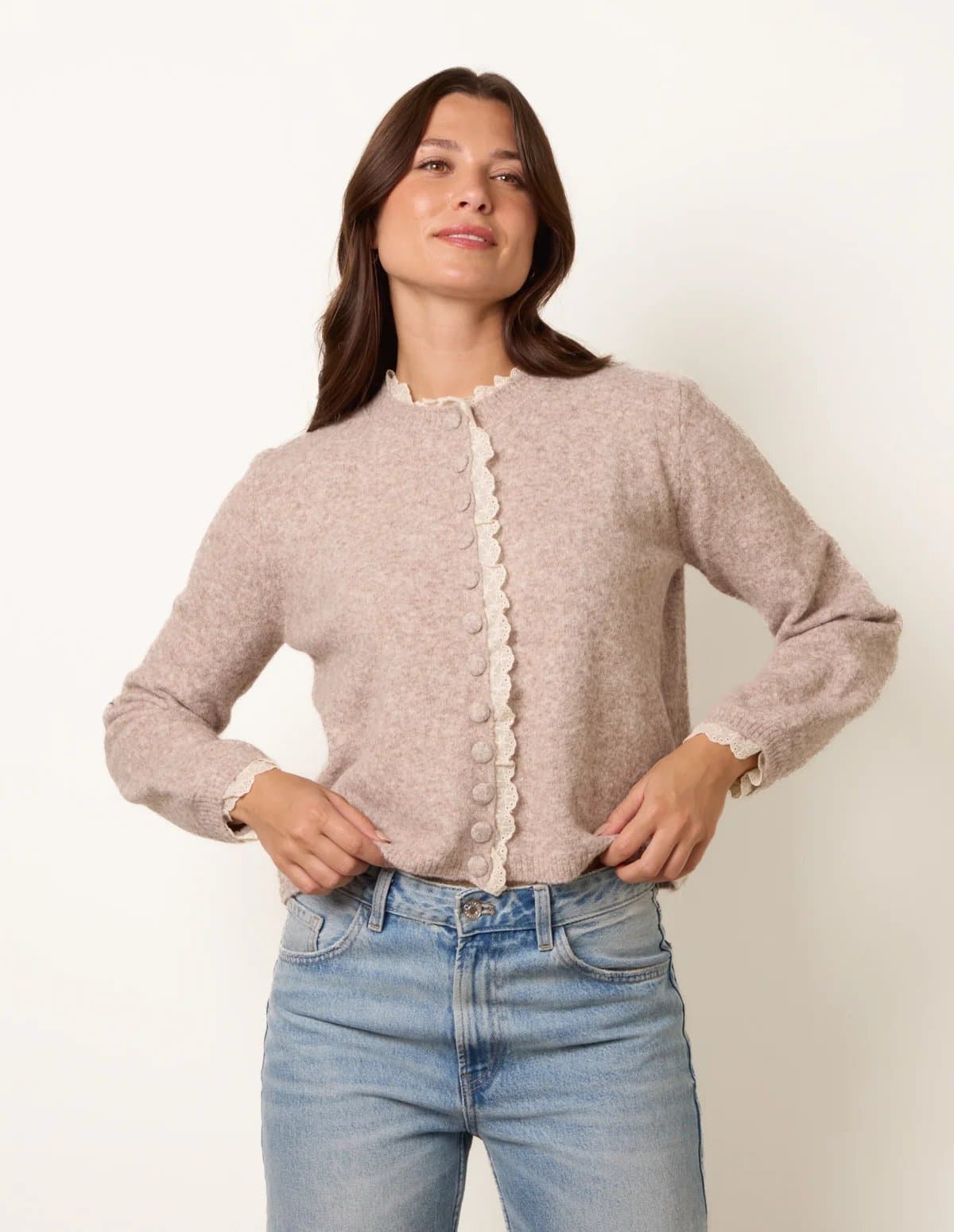 Blue Vanilla Lace Trimmed Cardigan