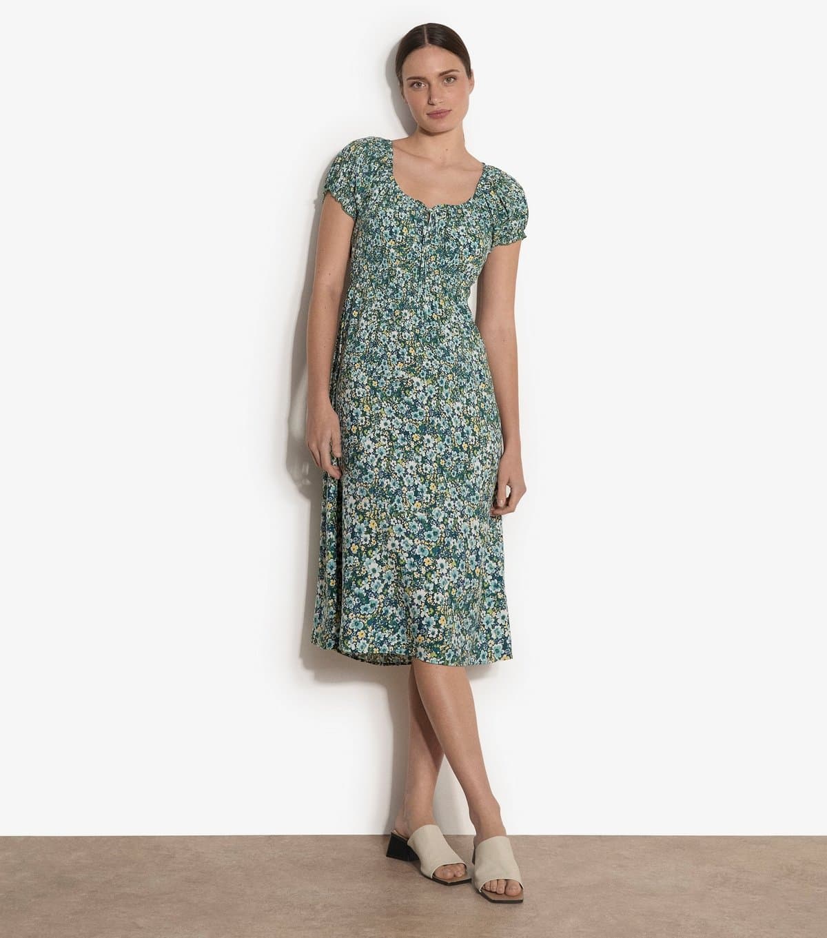Apricot Women's Blue Floral Milkmaid Midi Dress Apricot New Look