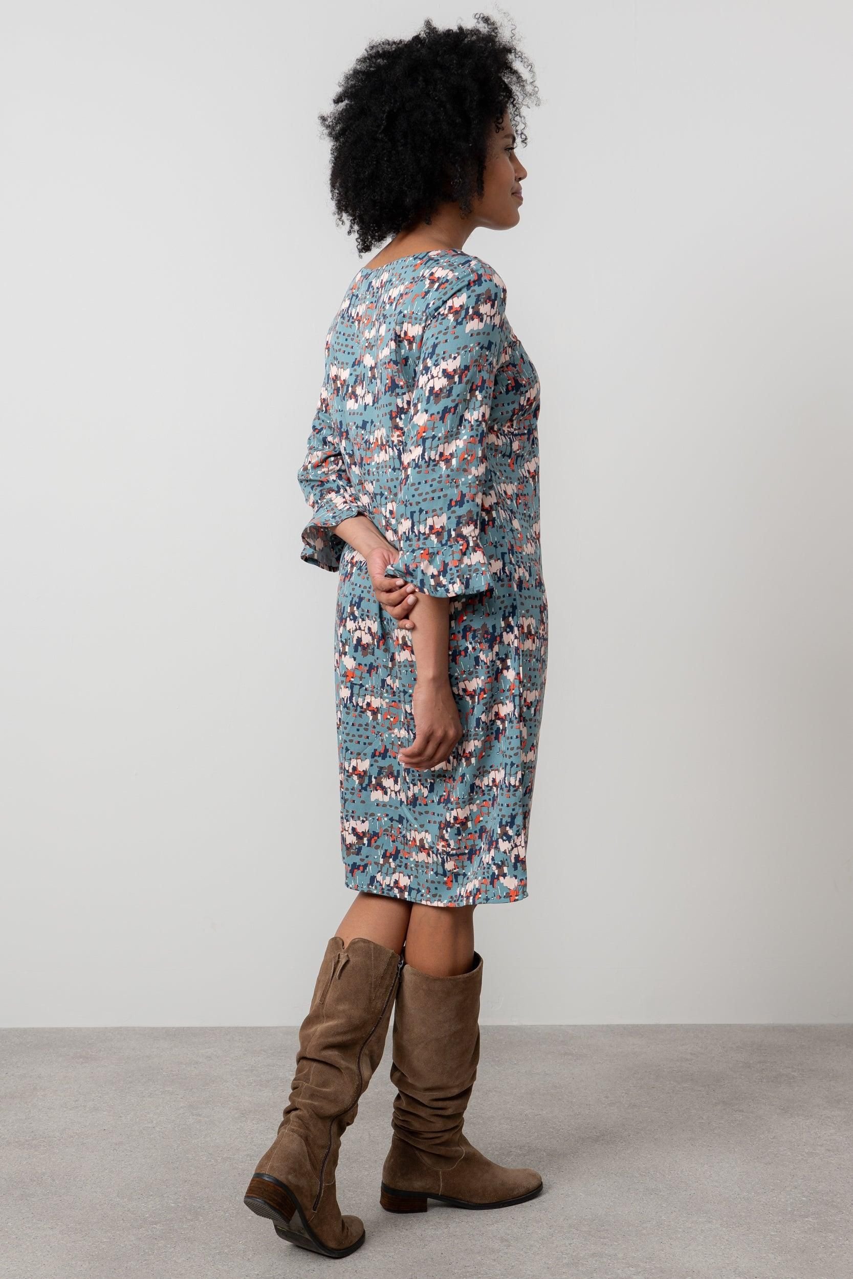 Lily & Me Lily & Me Women's Lotty Pull over style Woven Viscose Shift Dress in Mid Blue - 4