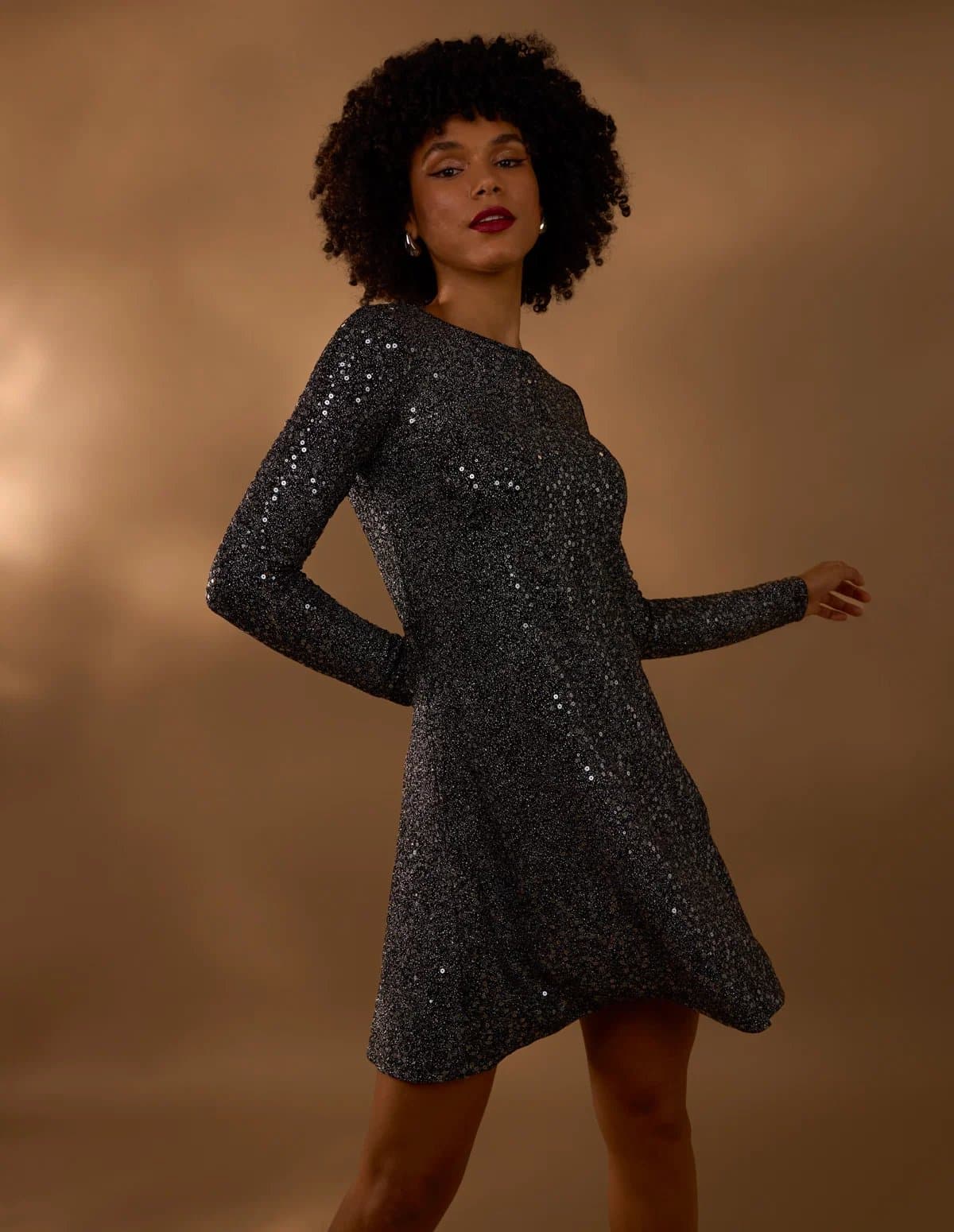 Blue Vanilla Sequin Swing Dress
