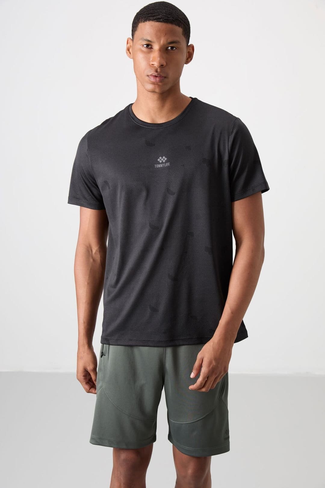 Tommy Life Men's Black Bird's Eye Crew Neck T-Shirt