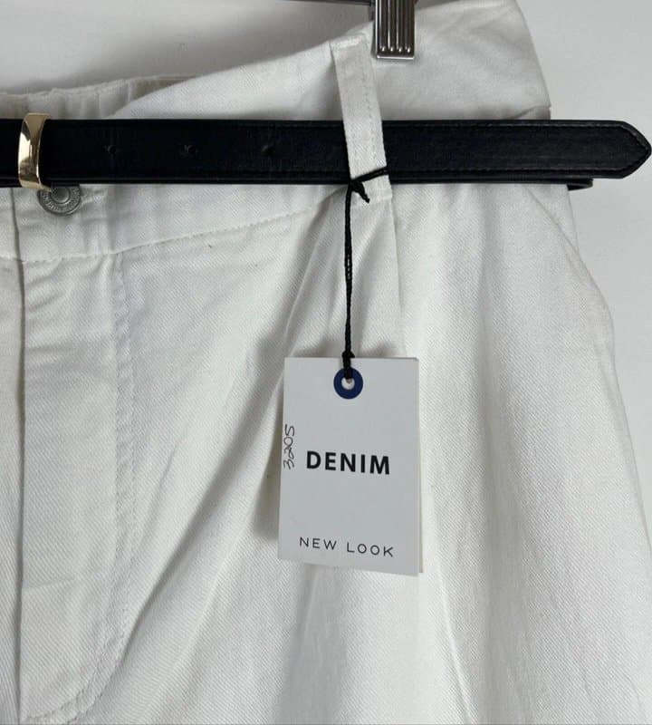New Look New look - denim belted regular trousers - size 20 - white