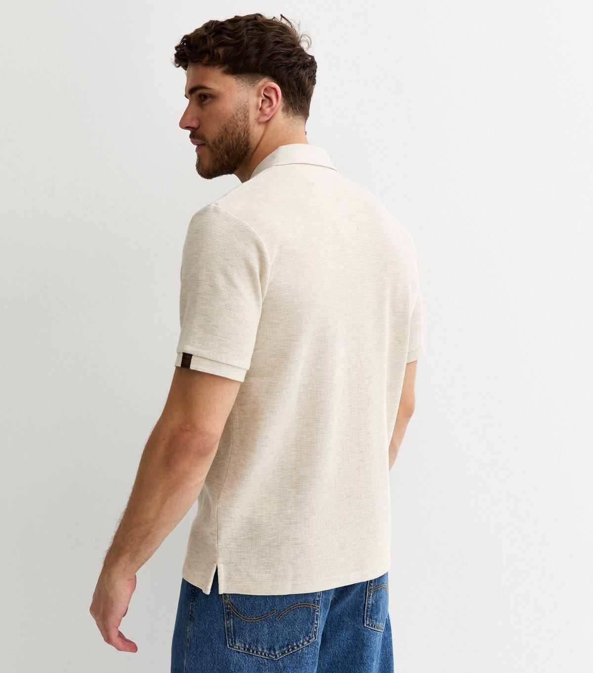 jack & jones Men's Regular Cream Logo Patch Polo Shirt Jack & Jones New Look - 4