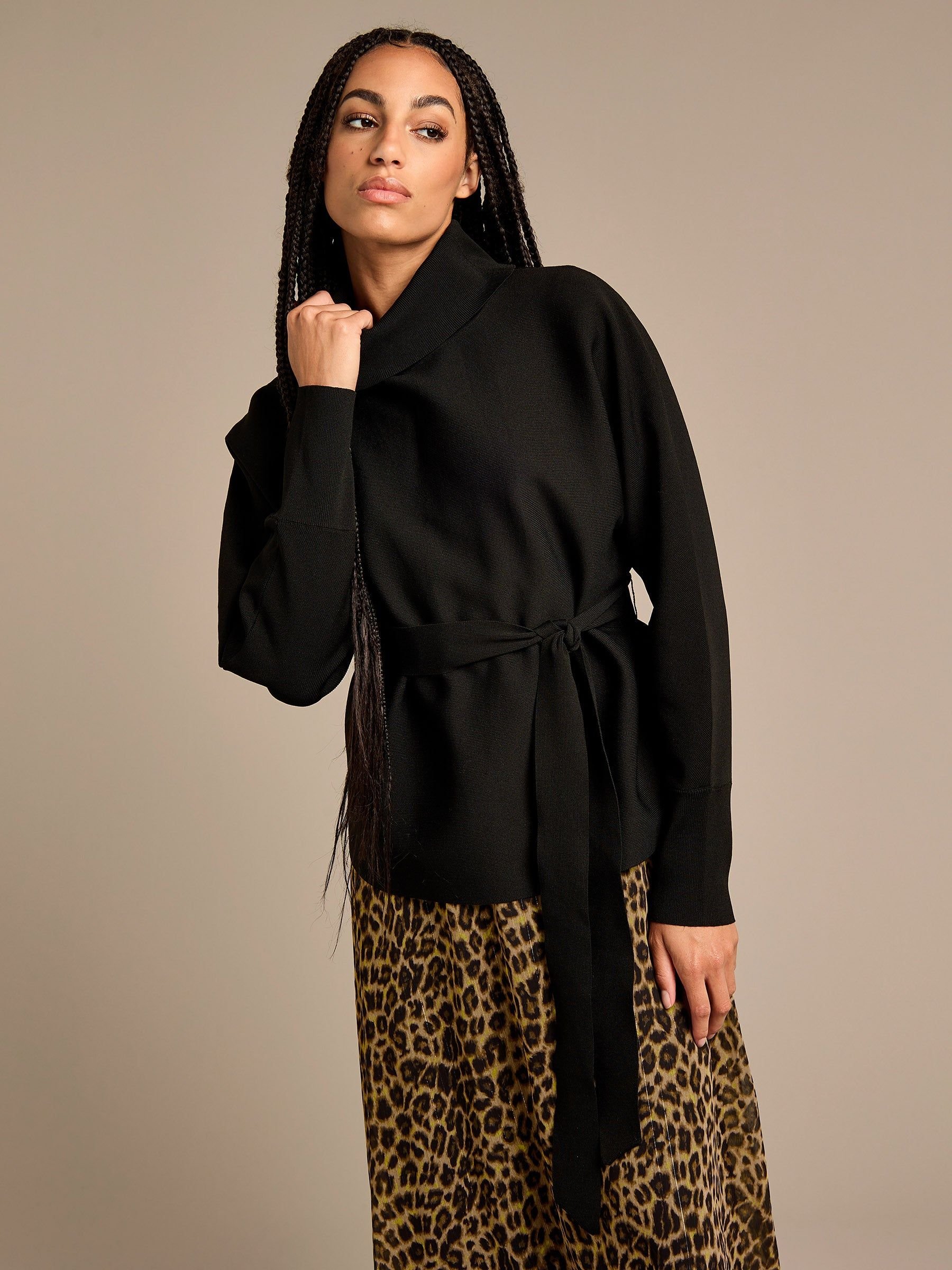 GWD by GEORGE W. DAVIES GWD by GEORGE W. DAVIES Women's GWD Iris Knitted Roll Neck Tie Top in Black - 3