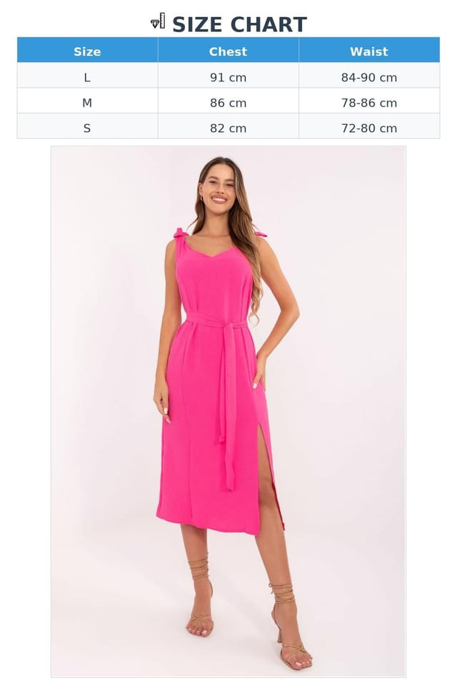 Love Lace Love Lace Women's Summer Day Dress Tied Waist Front Slit in Pink - 3