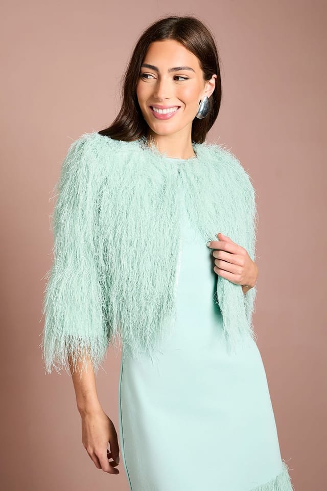Coast Coast Women's Fringe Jacket in Sage - 2