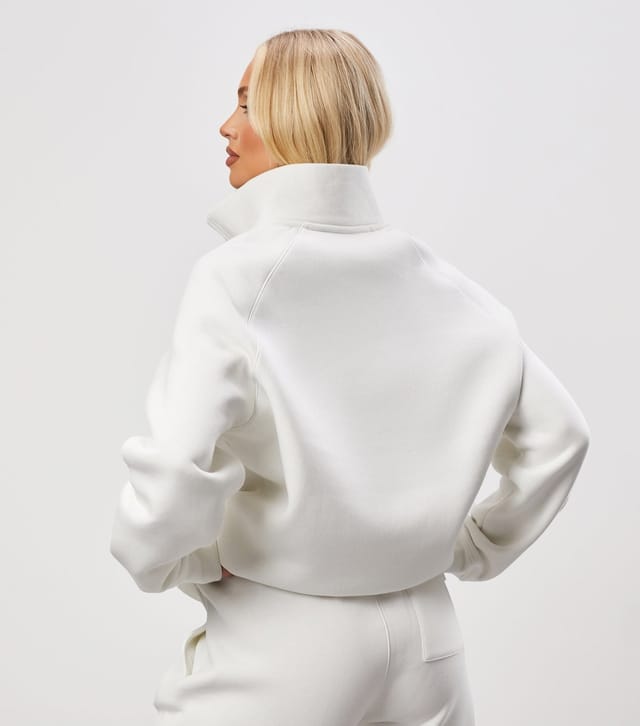 Gym King Women's Cream Raglan Sleeve Funnel Neck Fleece Sweatshirt Gym King New Look - 3