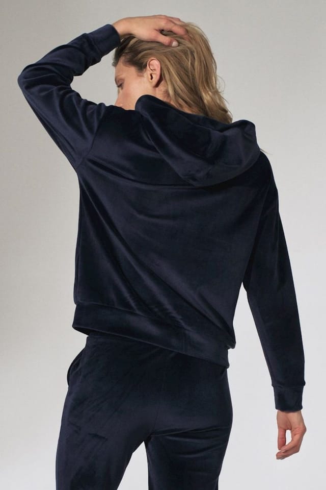 Love Lace Love Lace Women's Velour Stand Up Collar Hoodie Loose Fit in Blue - 3