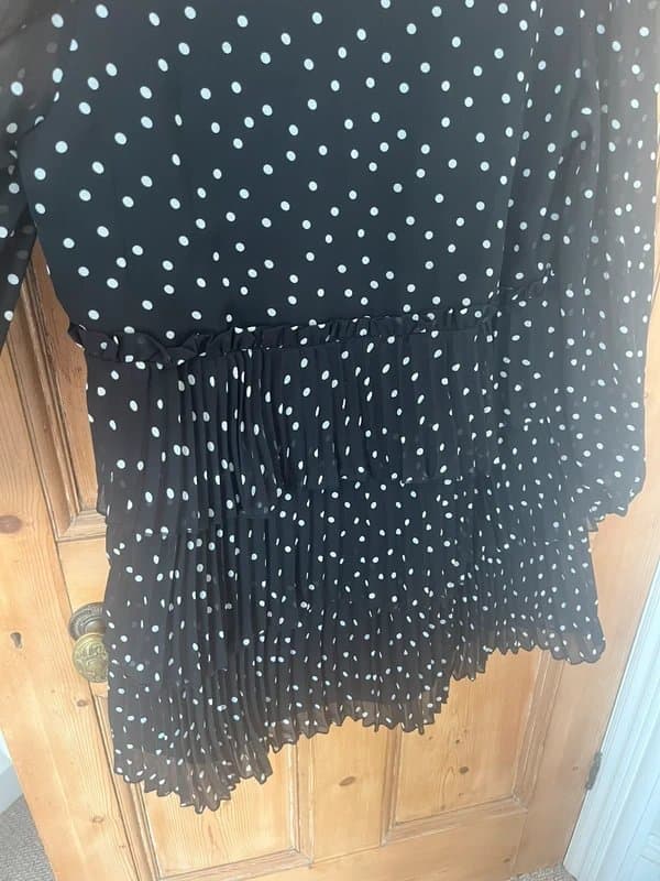 ASOS ASOS dotty tiered black and white chiffon blouse