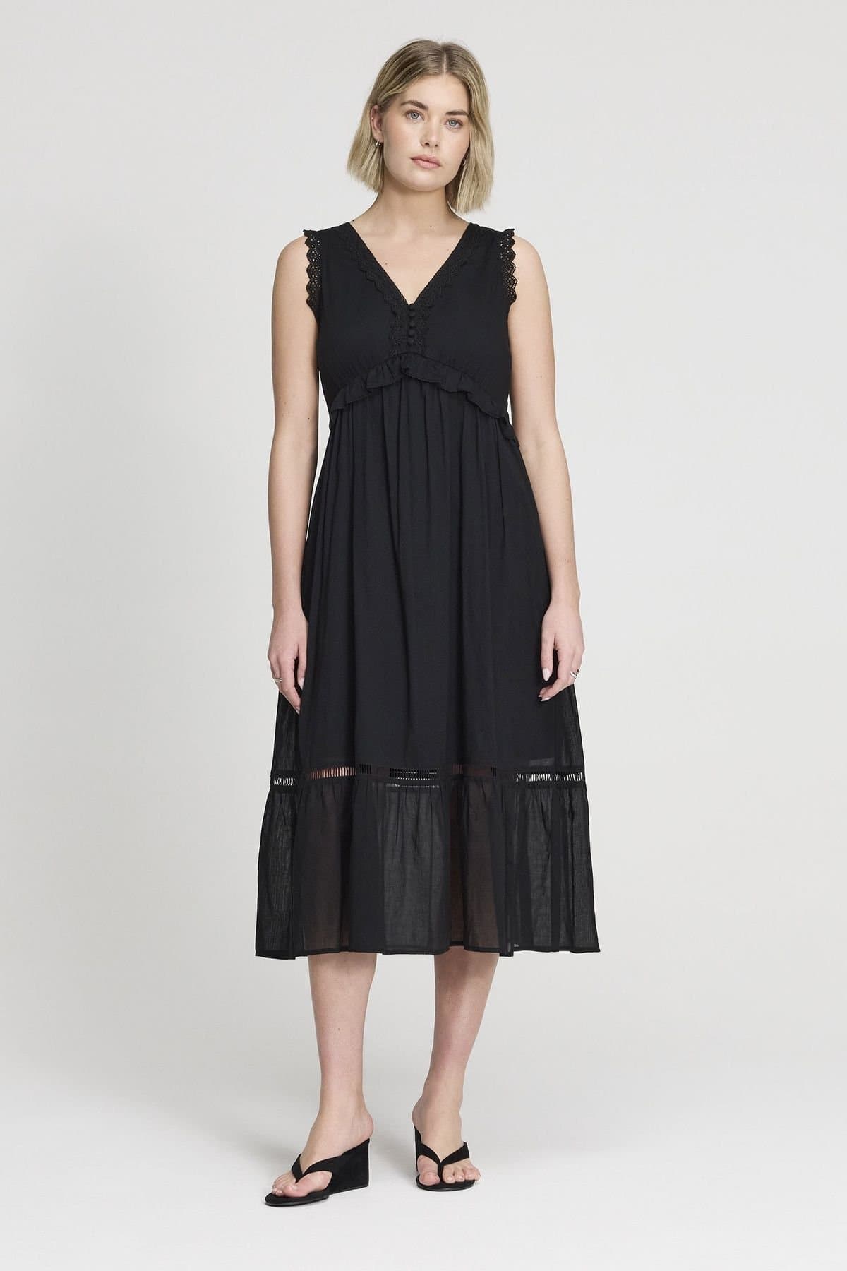 Finery London Finery London Women's Myriam Sleeveless Cotton Midi Dress in Black