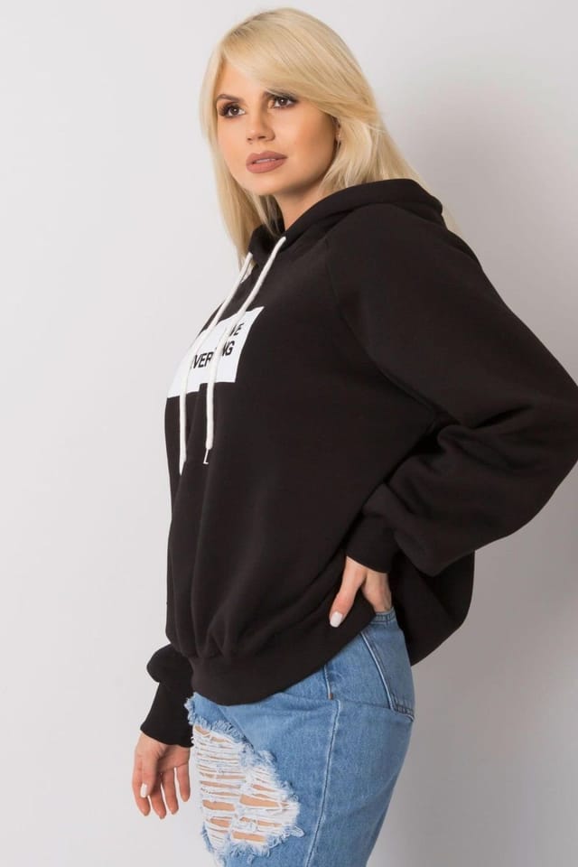Love Lace Love Lace Women's Hooded Long Sleeve Sweatshirt With Front Print Style 169822 in Black - 3