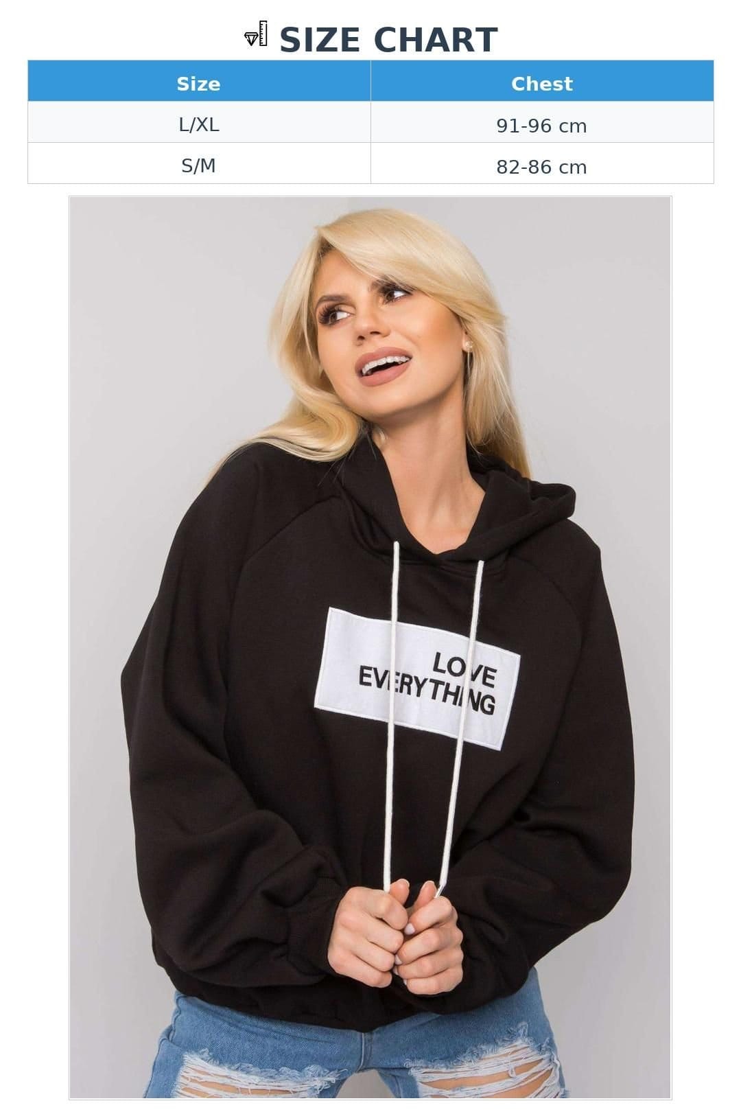 Love Lace Love Lace Women's Hooded Long Sleeve Sweatshirt With Front Print Style 169822 in Black - 4