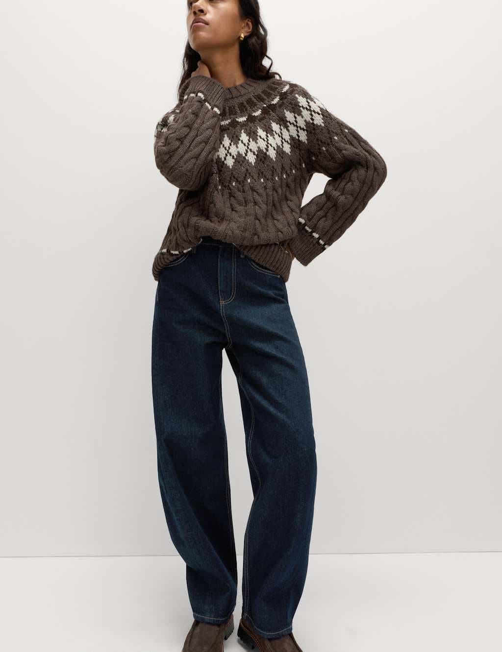 Marks & Spencer M&S Mid Rise Barrel Jeans Indigo Mix