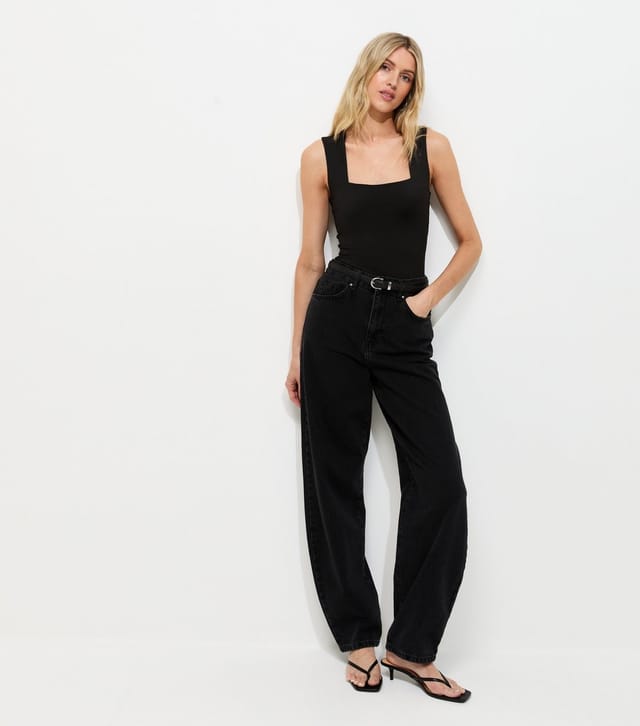 New Look Women's Tall Black Jersey Square Neck Sleeveless Bodysuit New Look - 3