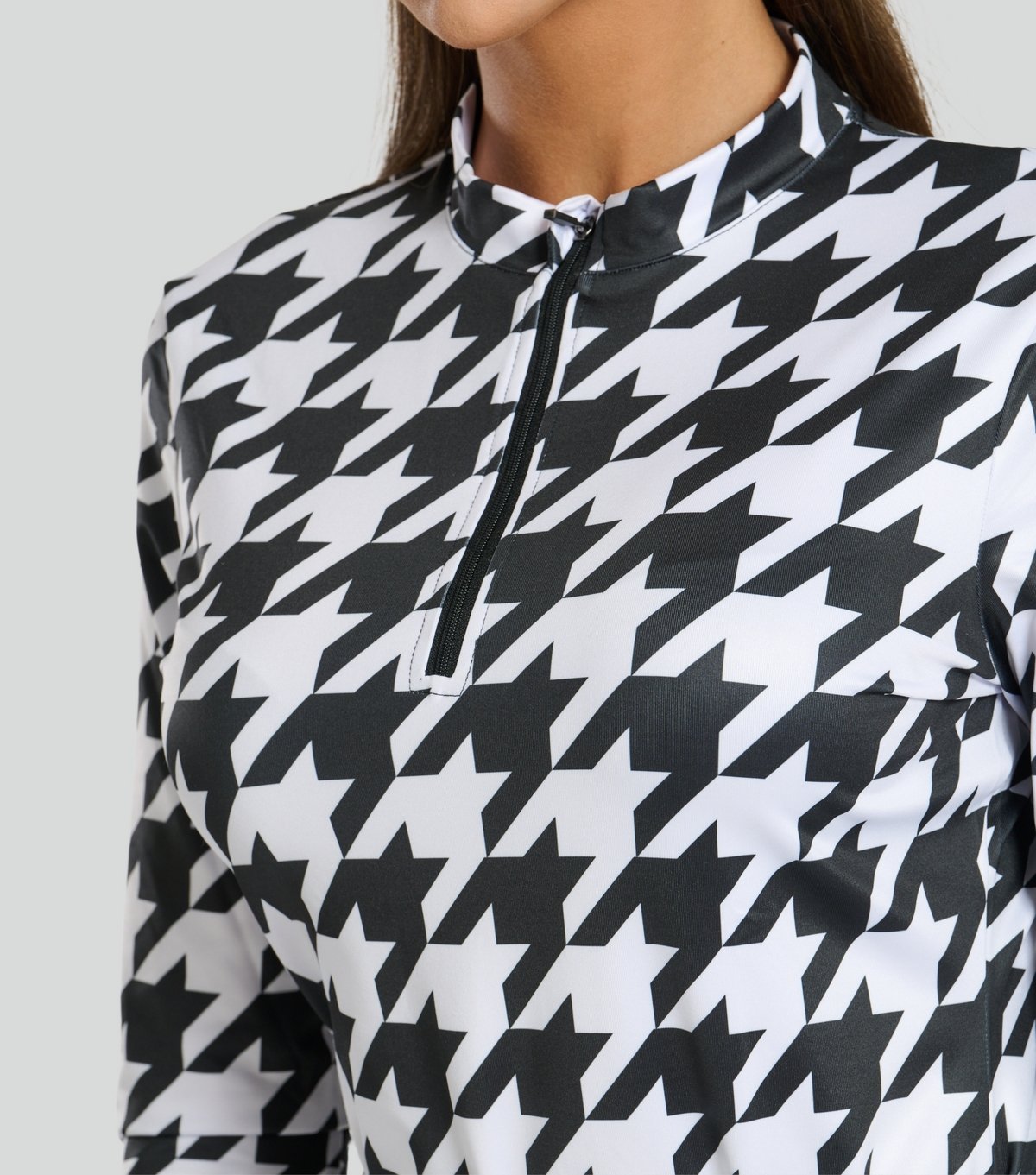 South Beach Women's Black Checked Half Zip Base Layer Top South Beach New Look - 3