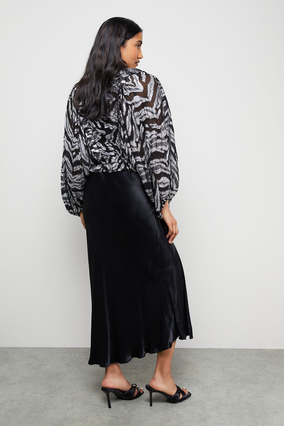 Warehouse Warehouse Women's Viscose Metallic Zebra Jacquard Blouse - 3