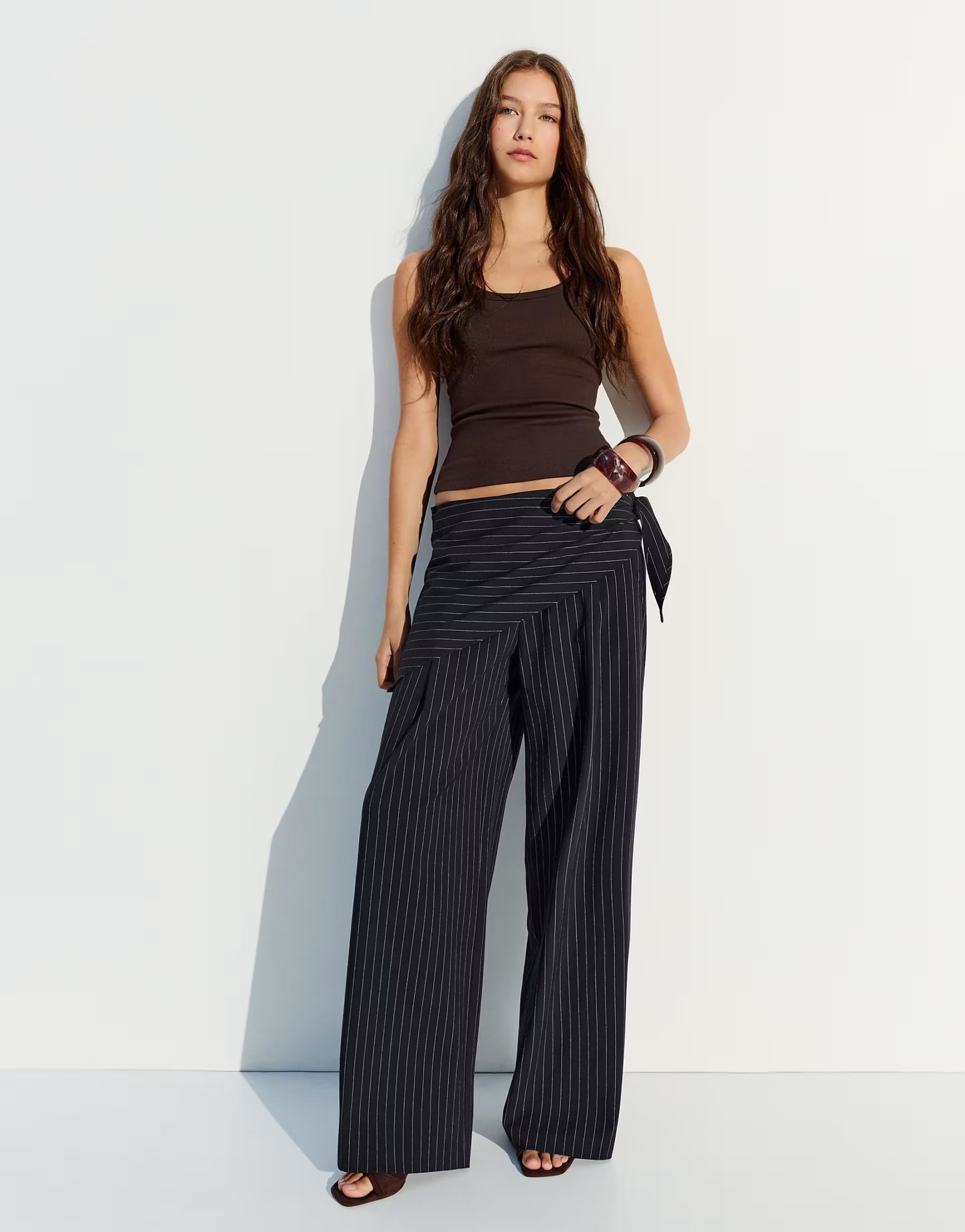 ASOS Bershka Tailored fit scarf trousers in blue