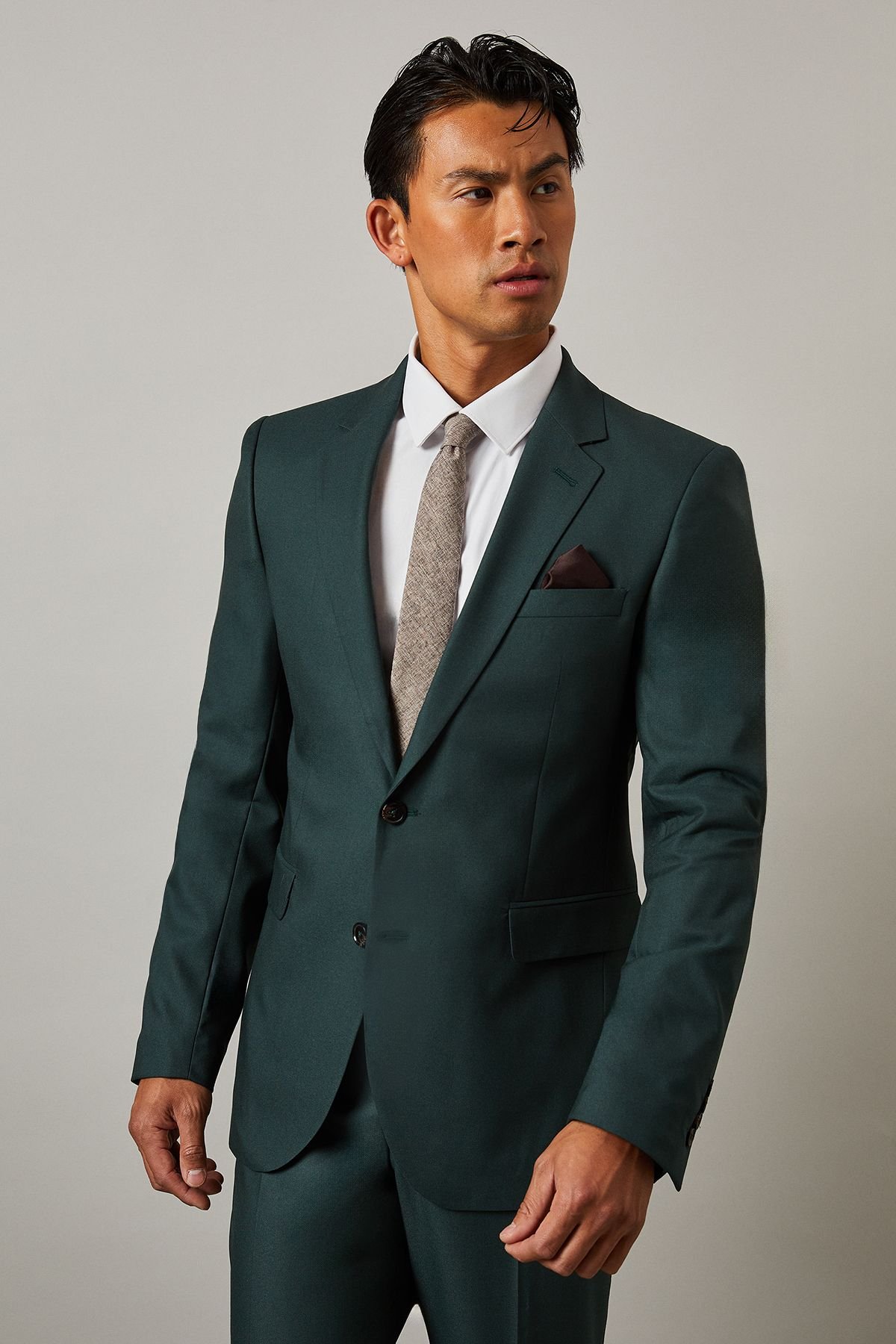 Burton Burton Men's Dark Green Slim Fit Suit Jacket - 2