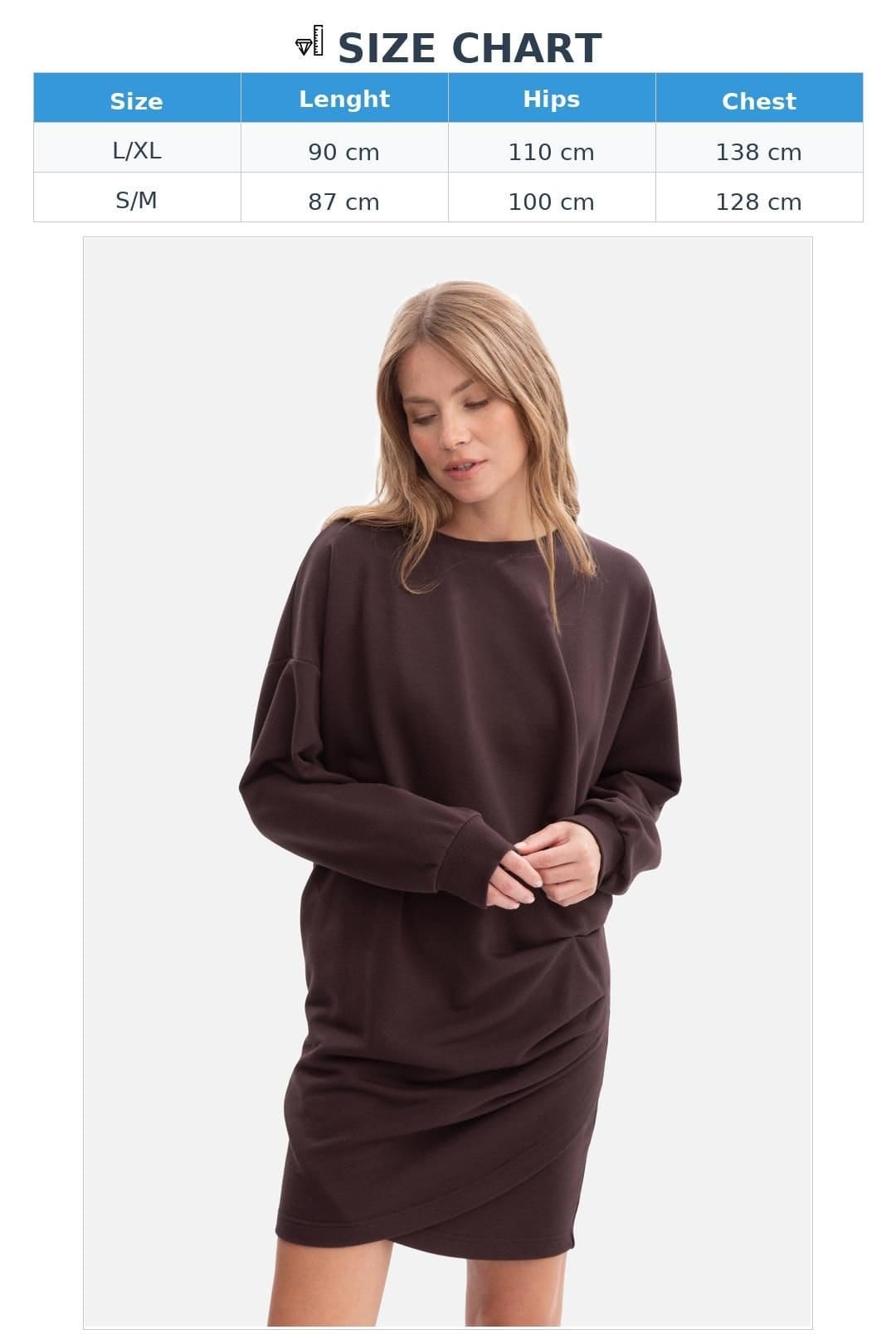 Love Lace Love Lace Women's Soft Fleece Sweatshirt Mini Dress with Cuffs in Brown - 4