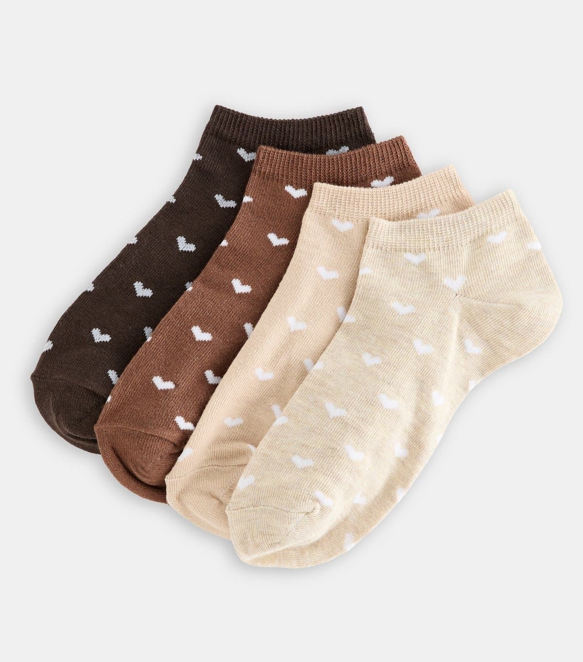 New Look Brown Pack of 4 Heart Patterned Trainer Socks New Look