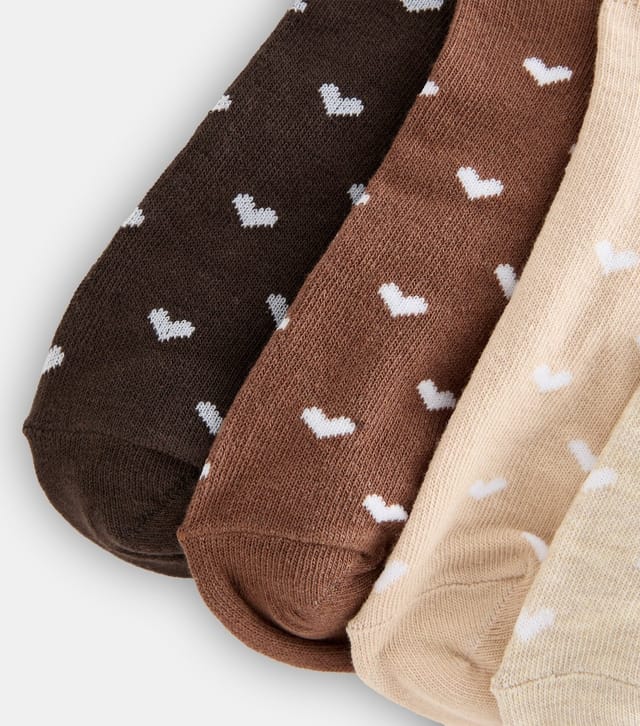 New Look Brown Pack of 4 Heart Patterned Trainer Socks New Look - 2