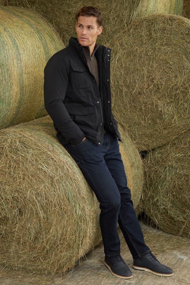 Threadbare Threadbare Men's 'Holroyd' Funnel Neck Utility Coat in Black - 3