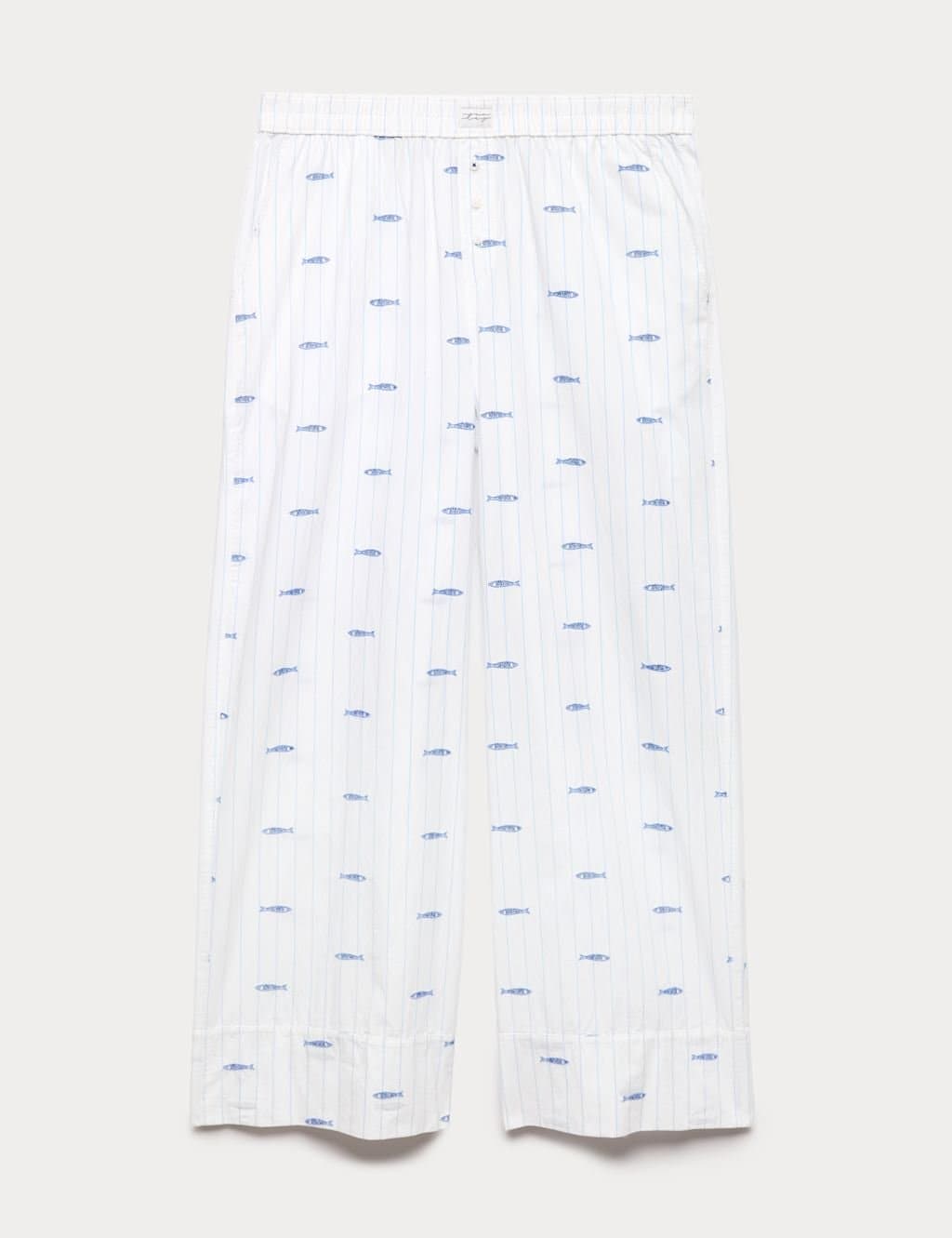 Marks & Spencer M&S White Mix Cotton Poplin Embroidered Pyjama Bottoms