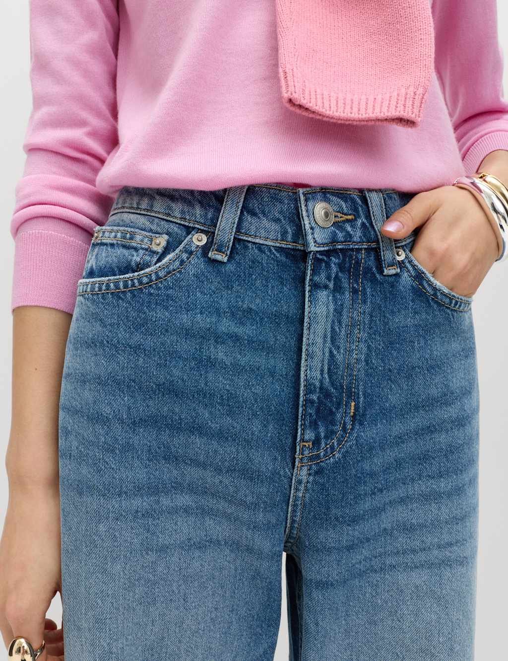 Marks & Spencer M&S Boyfriend Mid Rise Ankle Grazer Jeans Medium Indigo - 3