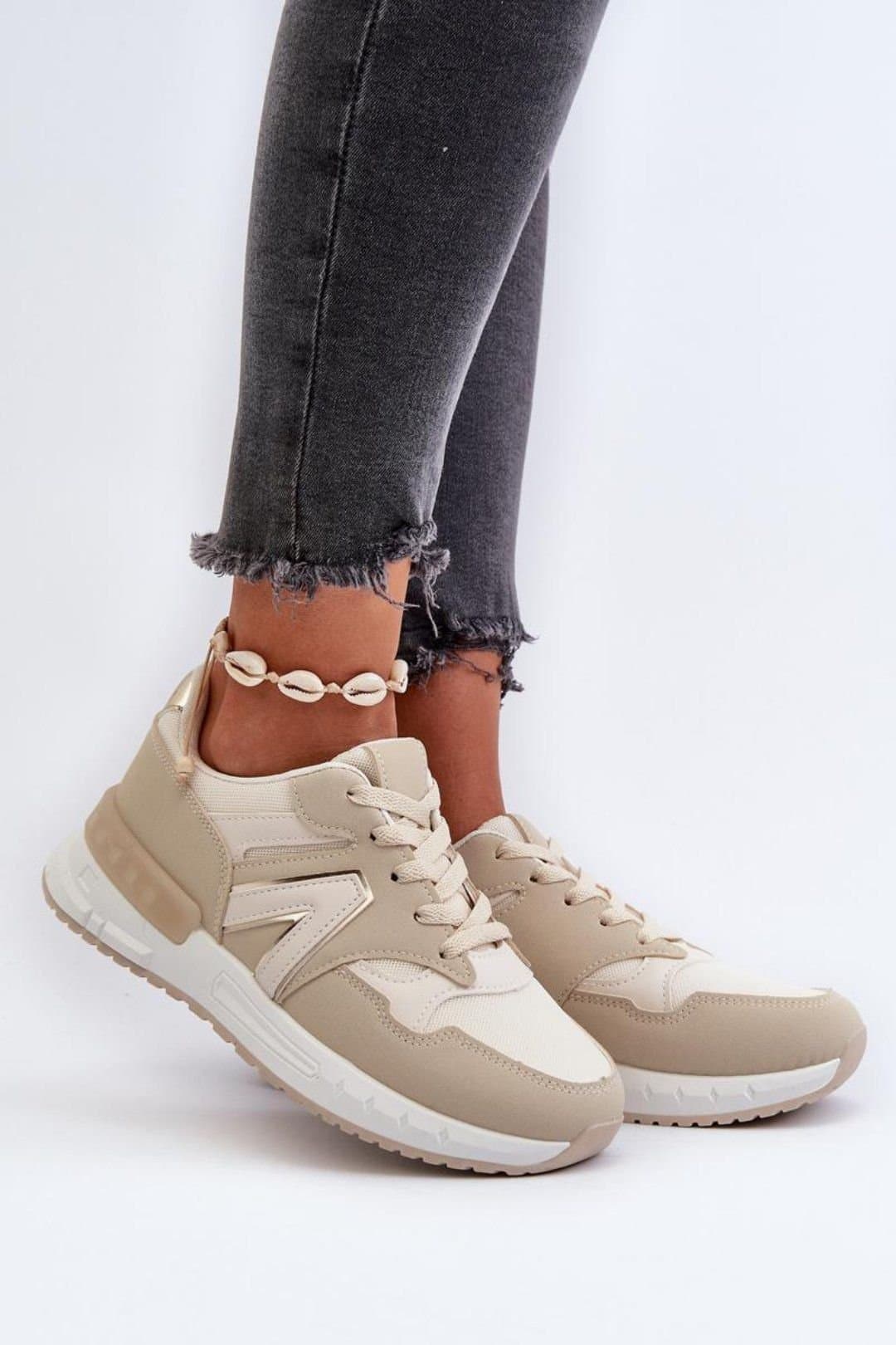Love Lace Love Lace Women's Stylish Platform Sneakers with Removable Foam Insole Comfort in Beige