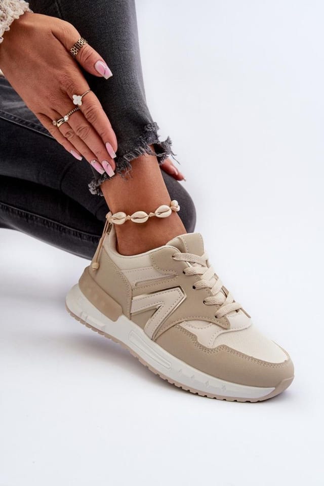 Love Lace Love Lace Women's Stylish Platform Sneakers with Removable Foam Insole Comfort in Beige - 3