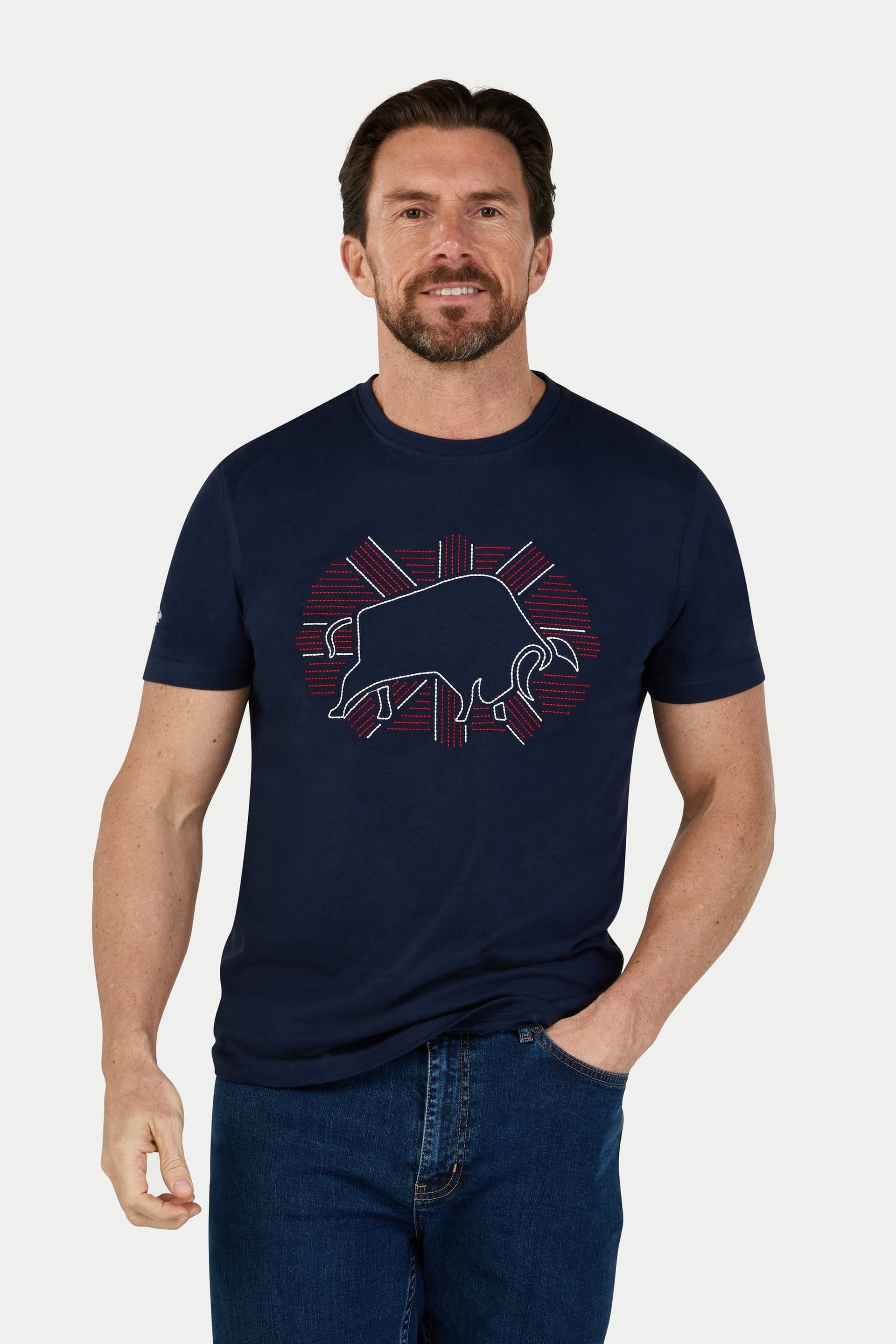 raging bull Raging Bull Men's Outburst Union Jack Bull T-Shirt in Navy