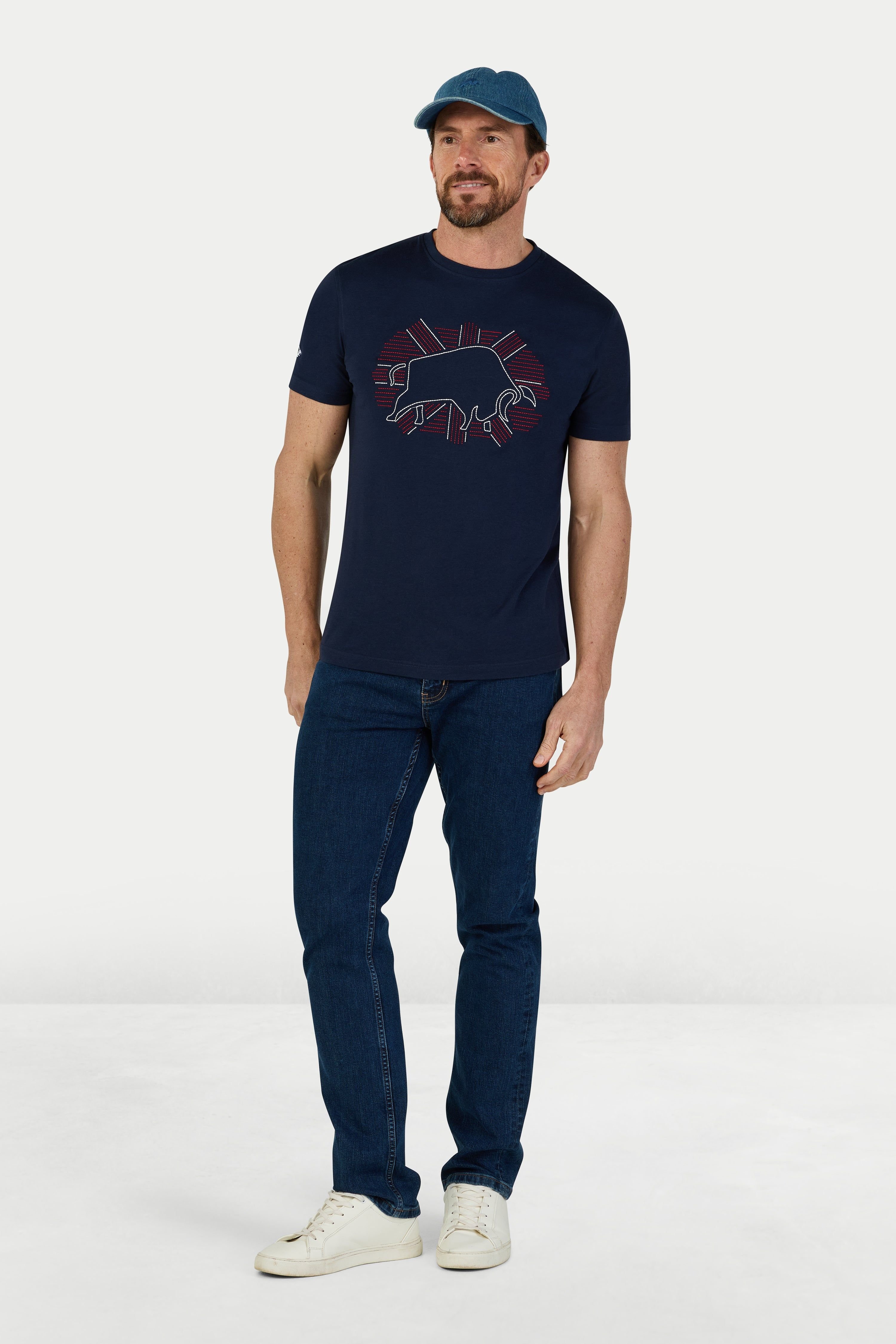 raging bull Raging Bull Men's Outburst Union Jack Bull T-Shirt in Navy - 2