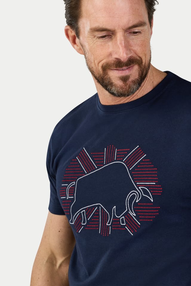raging bull Raging Bull Men's Outburst Union Jack Bull T-Shirt in Navy - 3
