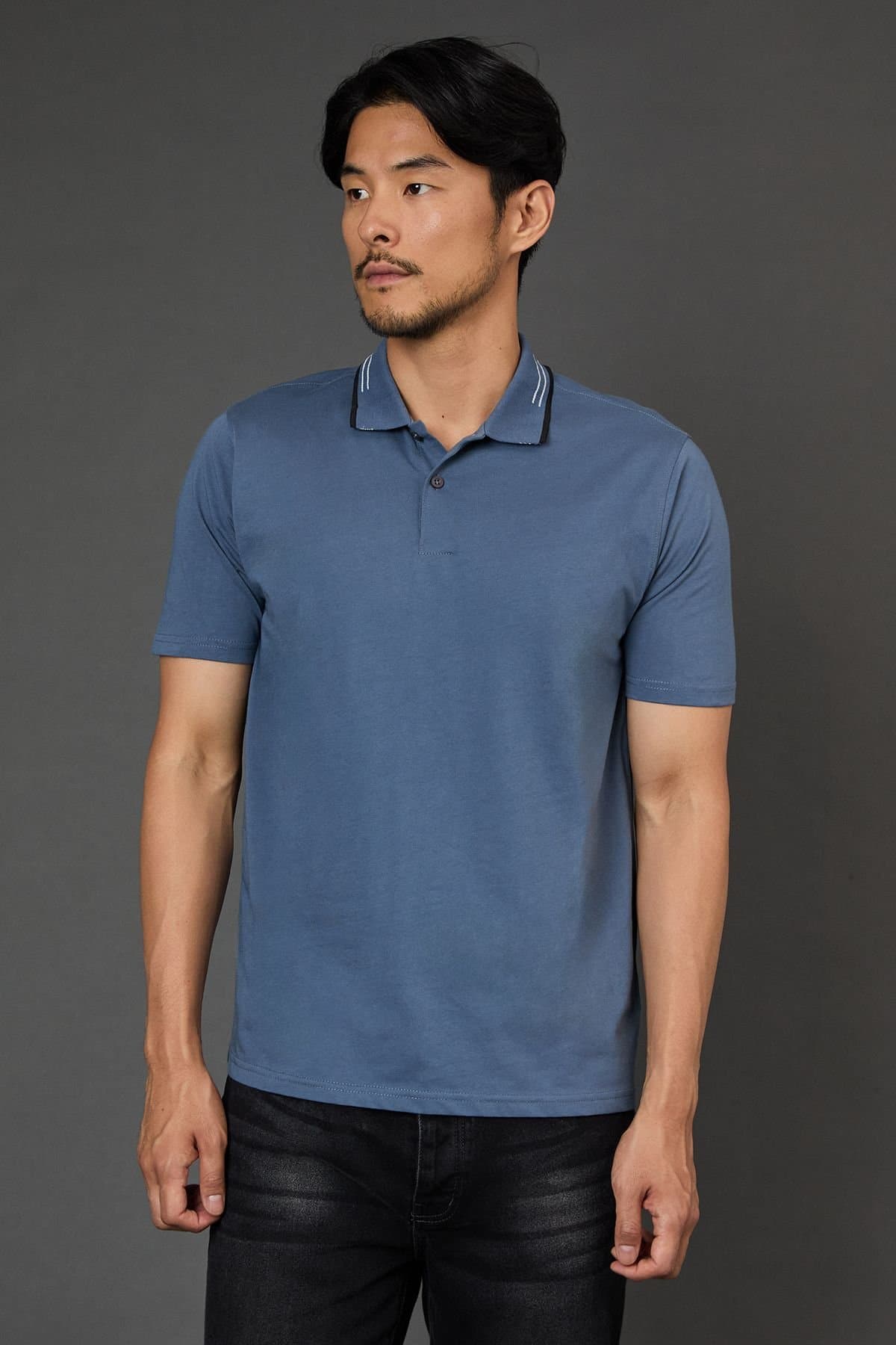 Burton Burton Men's Airforce Blue Tipped Collar Polo Shirt
