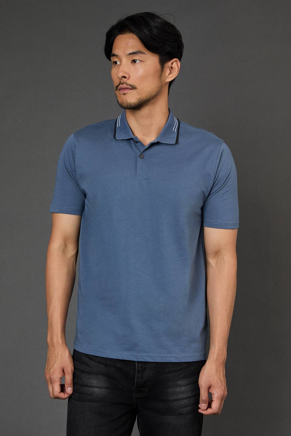 Burton Burton Men's Airforce Blue Tipped Collar Polo Shirt - 2