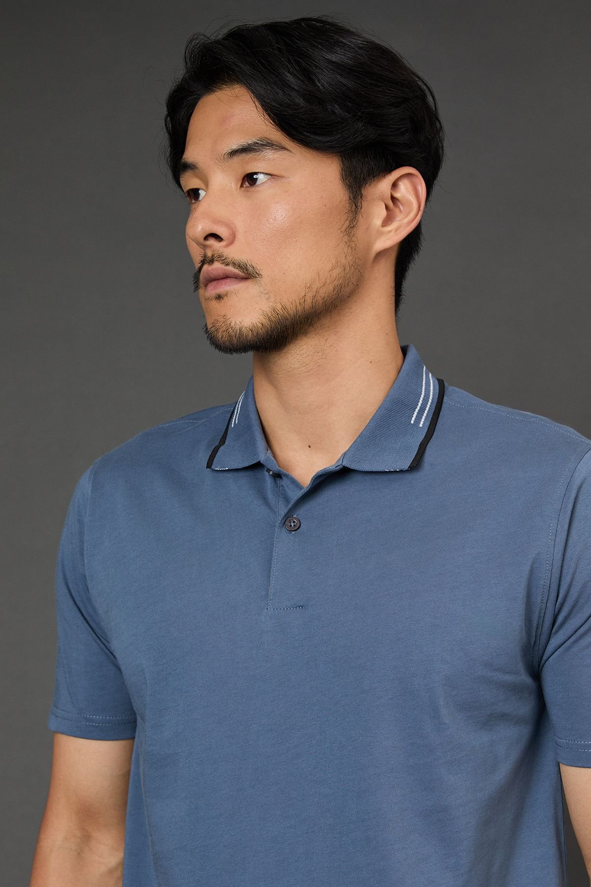 Burton Burton Men's Airforce Blue Tipped Collar Polo Shirt - 3