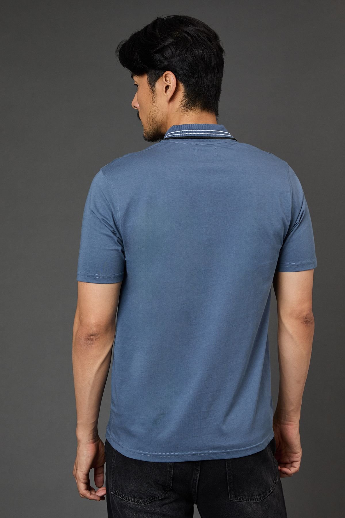 Burton Burton Men's Airforce Blue Tipped Collar Polo Shirt - 4