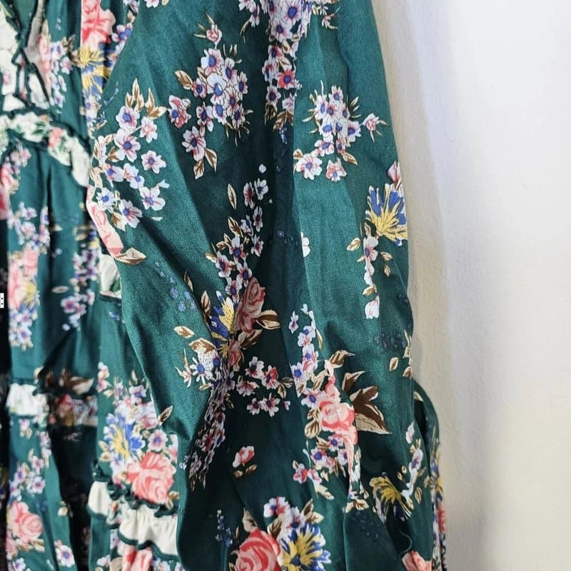 Hyacinth House Hyacinth House Green Floral Tiered Trini Mini Dress Size XS RRP £180