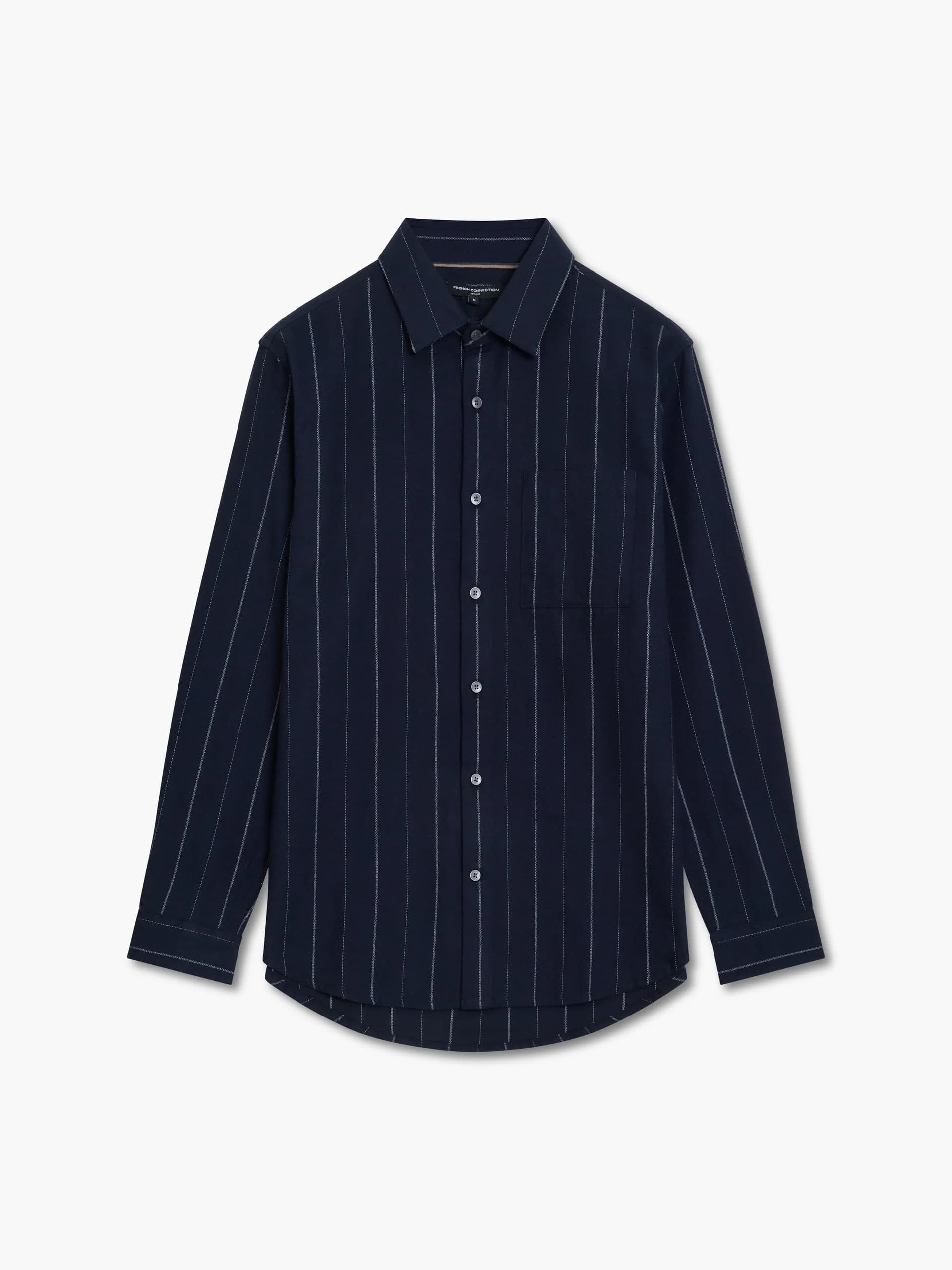 French Connection Long Sleeve Regular Fit Striped Shirt Navy/Grey