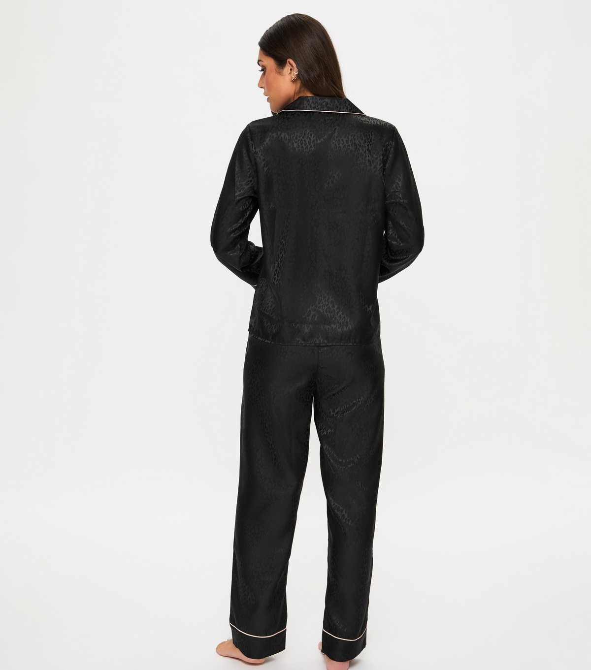 Ann Summers Women's Black Signature Satin Long Sleeve Top and Trouser Pyjama Set Ann Summers New Look - 3